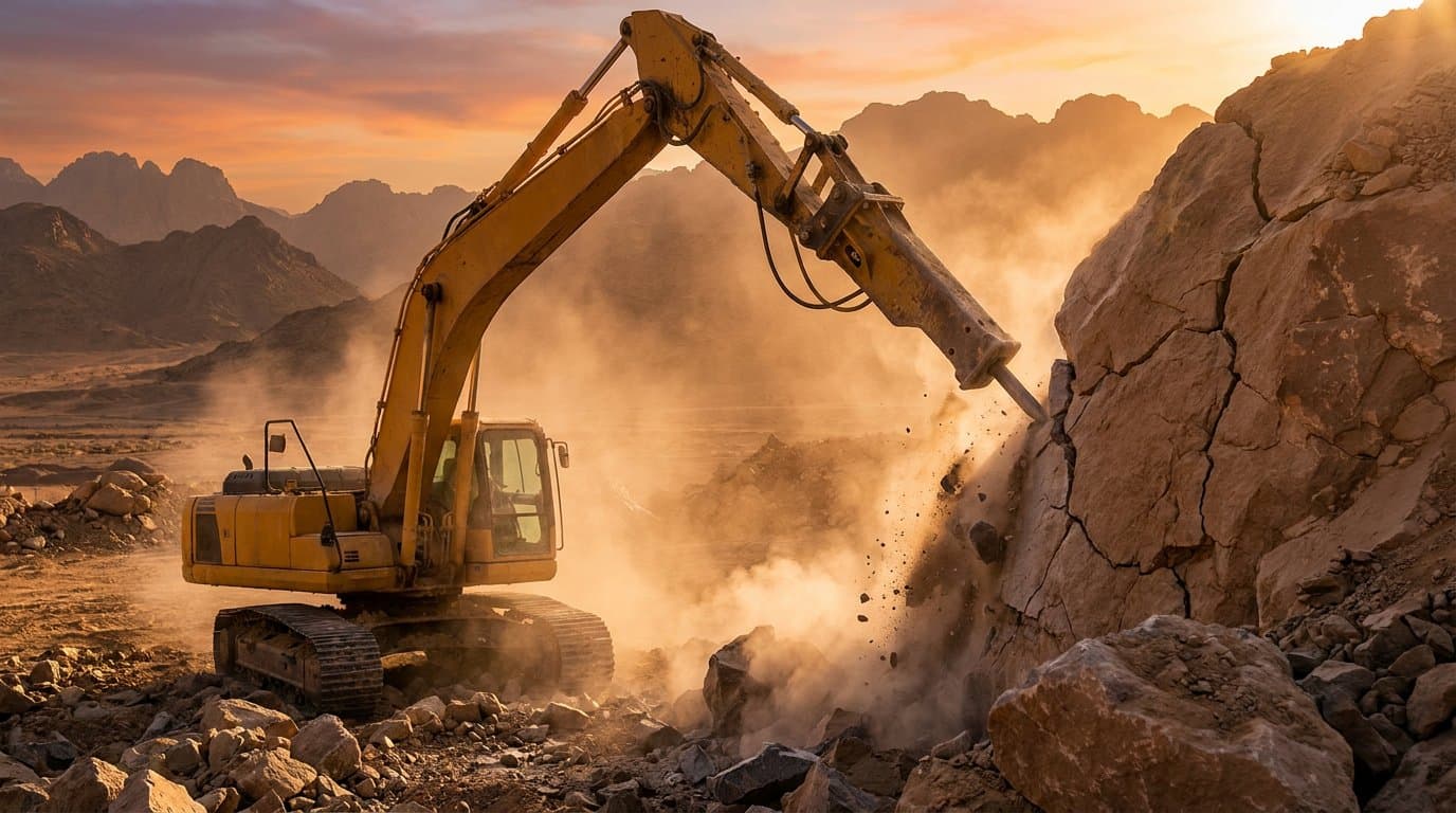 Hammer-Bucket Excavator available for rent in Saudi Arabia — Al Taimi Construction